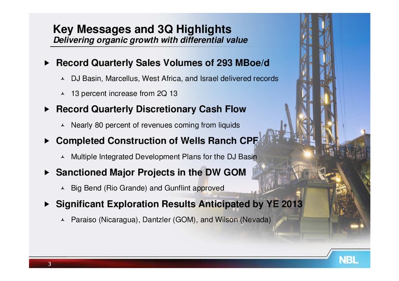 Q3 2013 Supplemental Information – Noble Energy, Inc. – slide 2