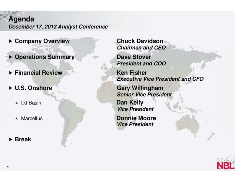 December 2013 Analyst Conference – Noble Energy, Inc. – slide 2