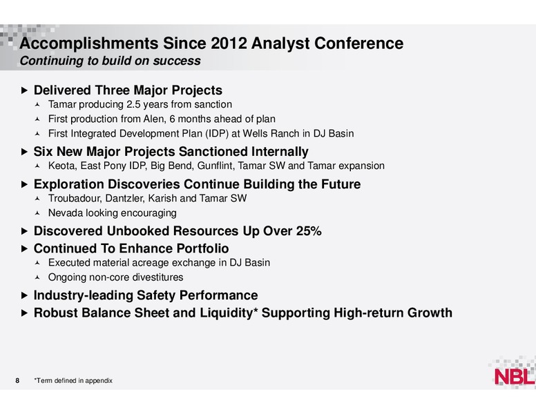 December 2013 Analyst Conference – Noble Energy, Inc. – slide 7