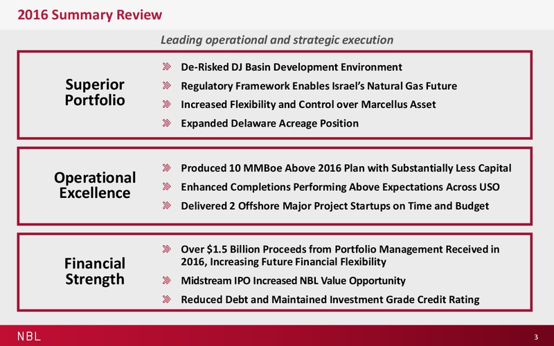Credit Suite Energy Summit – Noble Energy, Inc. – slide 3