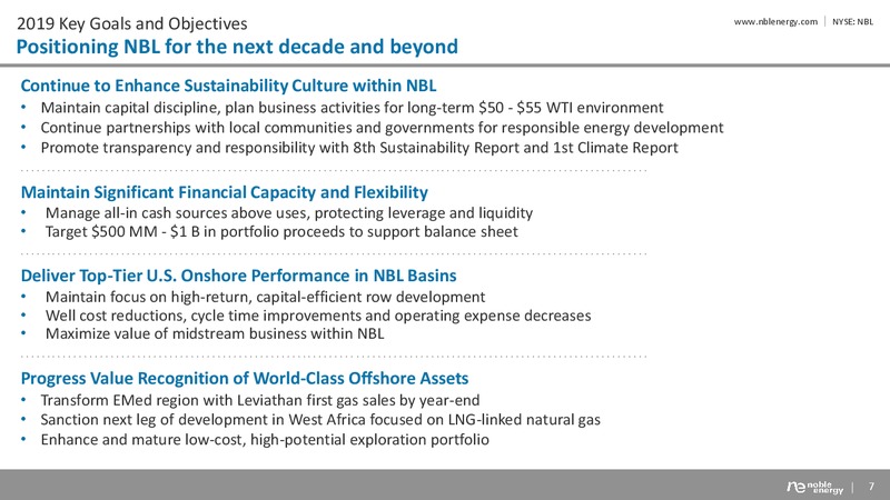 Year end 2018 Results and Guidance – Noble Energy, Inc. – slide 7