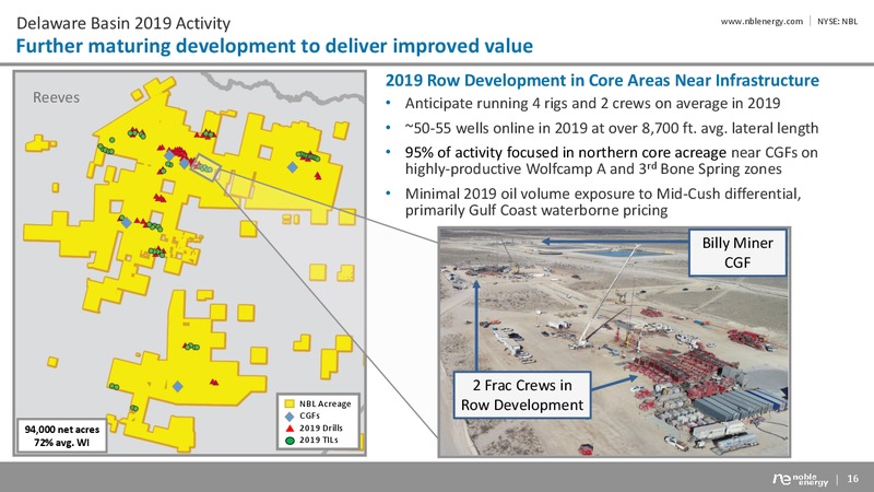 Year end 2018 Results and Guidance – Noble Energy, Inc. – slide 16