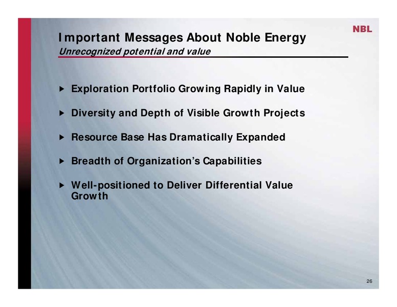 HOWARD WEIL 37TH ANNUAL ENERGY CONFERENCE – Noble Energy, Inc. – slide 26