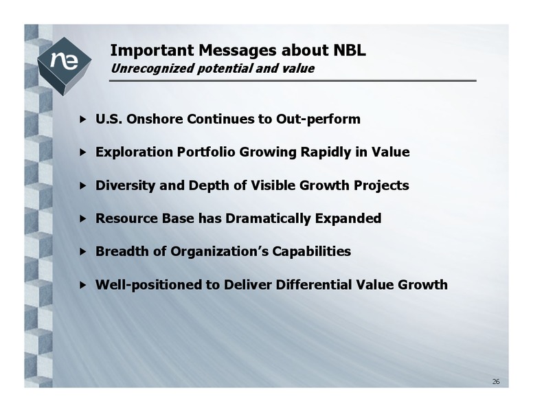 DEUTSCHE BANK ENERGY AND UTILITIES CONFERENCE – Noble Energy, Inc. – slide 26