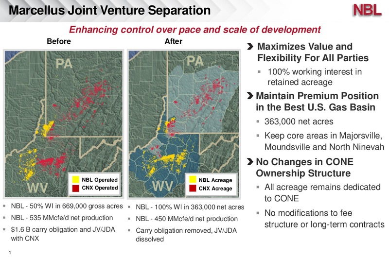 Marcellus Joint Venture Separation – Noble Energy, Inc. – slide 1