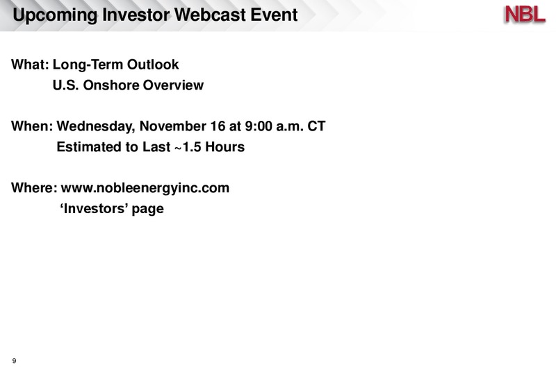 Q3 2016 Results – Noble Energy, Inc. – slide 9