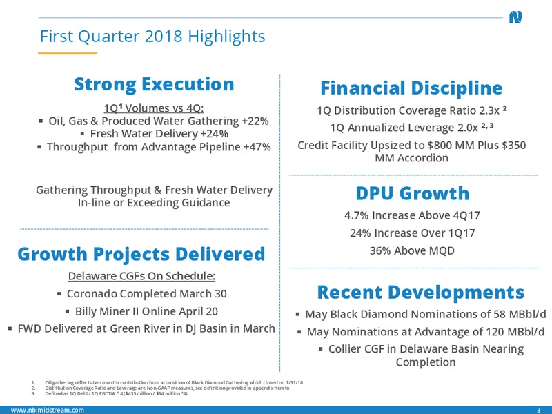 1Q 2018 Earnings Call Presentation – Noble Midstream Partners LP – slide 2