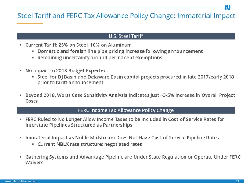 1Q 2018 Earnings Call Presentation – Noble Midstream Partners LP – slide 16