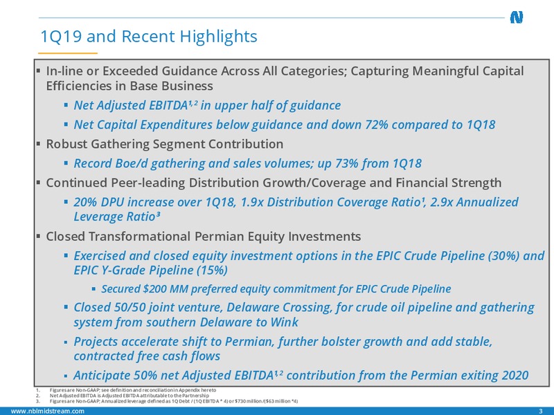 1Q 2019 Earnings Presentation – Noble Midstream Partners LP – slide 2