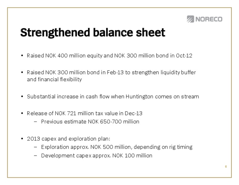 Q4 2012 EARNINGS CALL – Noreco – slide 6