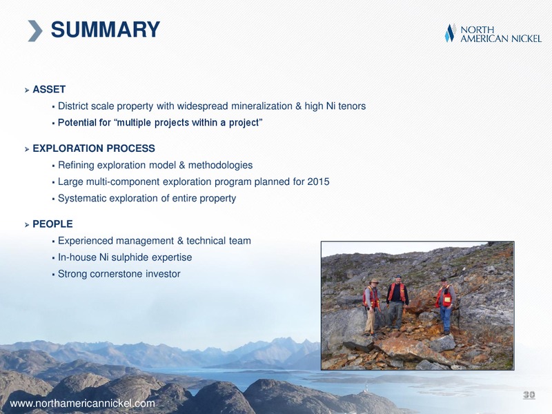 MANIITSOQ NI CU SULPHIDE PROJECT – North American Nickel – slide 29