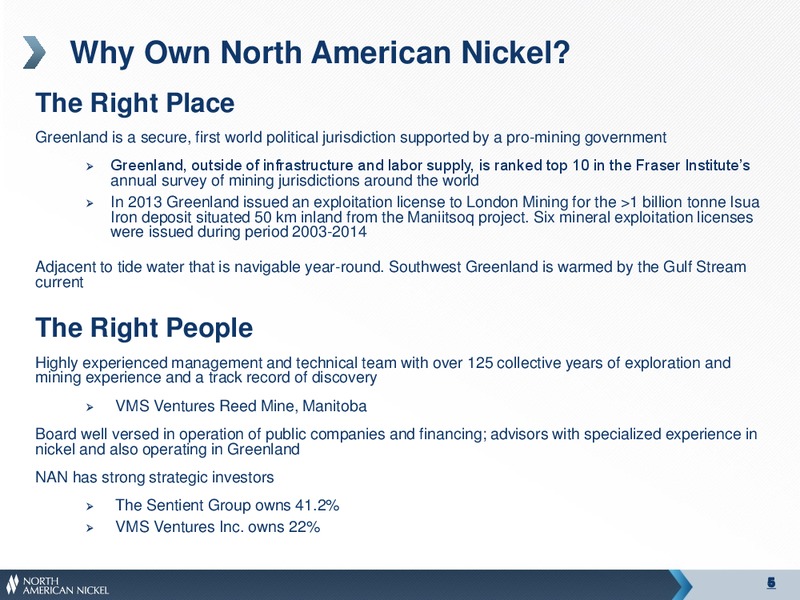 Maniitsoq Ni Cu Sulphide Project – North American Nickel – slide 4