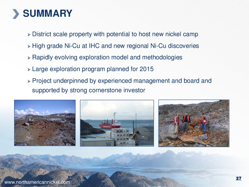 Maniitsoq Ni Cu Sulphide Project – North American Nickel – slide 26