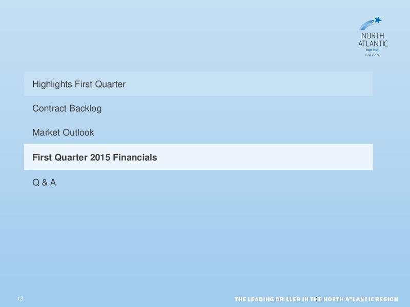 Q1 2015 Earnings Call – North Atlantic Drilling Limited – slide 12