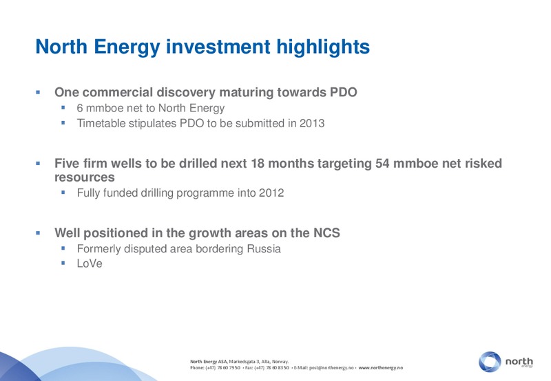 JANUARY 2011 INVESTOR PRESENTATION – North Energy – slide 17