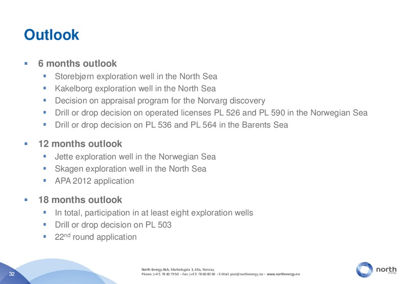FEBRUARY 2012 INVESTOR PRESENTATION – North Energy – slide 31