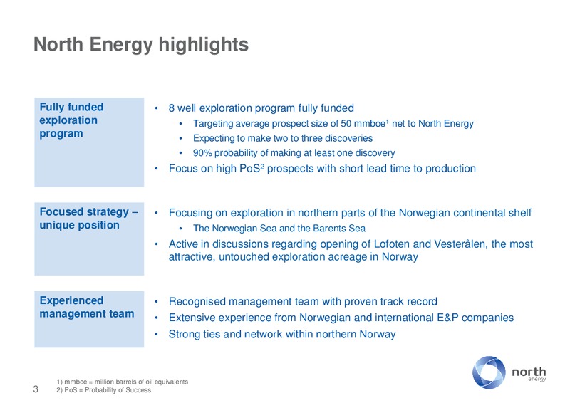 STOCKHOLM – North Energy – slide 3