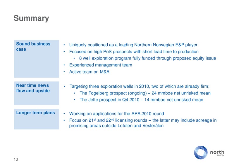 STOCKHOLM – North Energy – slide 13
