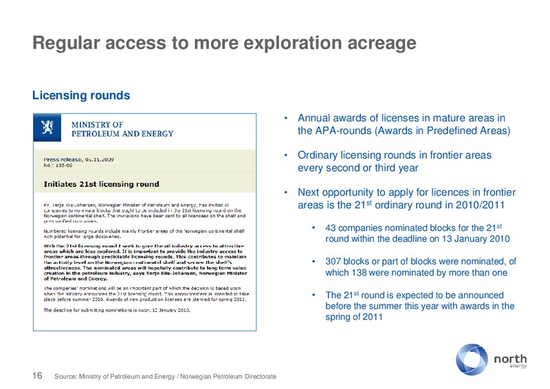 STOCKHOLM – North Energy – slide 16