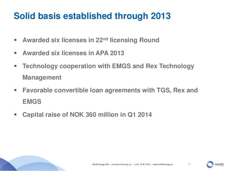 NORDIC ENERGY SUMMIT 2014 – North Energy – slide 27