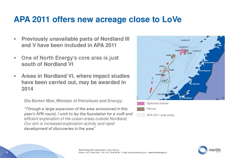 NORDIC ENERGY SUMMIT – North Energy – slide 14
