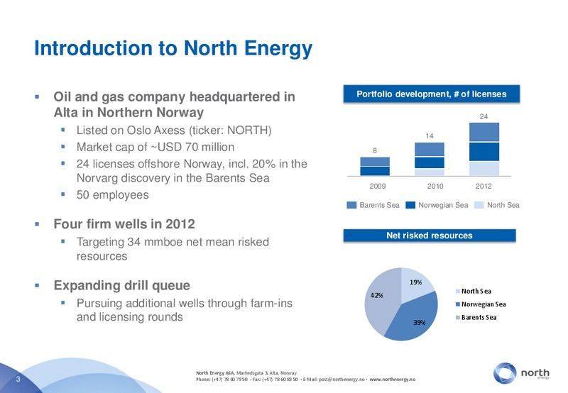 APRIL 2012 INVESTOR PRESENTATION – North Energy – slide 3