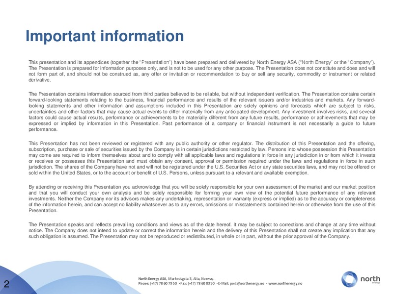 NORDIC ENERGY SUMMIT 2010 – North Energy – slide 2