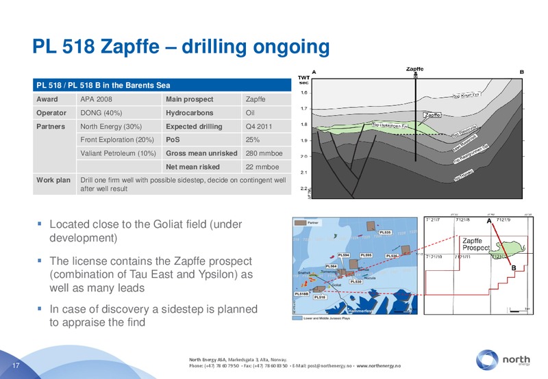 Q3 2011 EARNINGS CALL – North Energy – slide 17