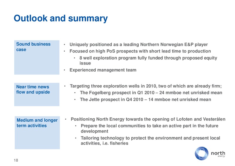 Q4 2009 RESULTS – North Energy – slide 18