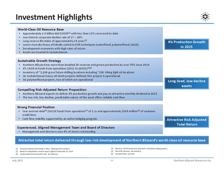 July 2015 Investor Presentation – Northern Blizzard Resources Inc – slide 3