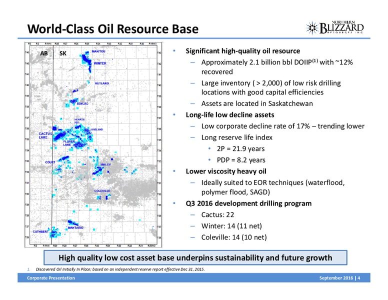 September 2016 Corporate Presentation – Northern Blizzard Resources Inc – slide 3