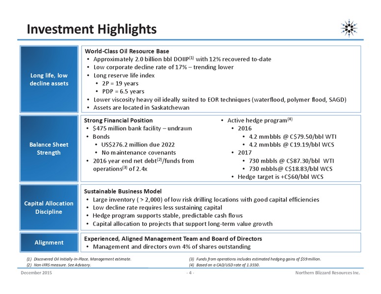 December 2015 Corporate Presentation – Northern Blizzard Resources Inc – slide 3