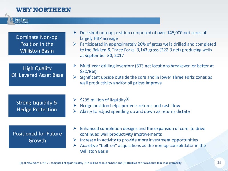 Q3 2017 Presentation – Northern Oil and Gas, Inc. – slide 18