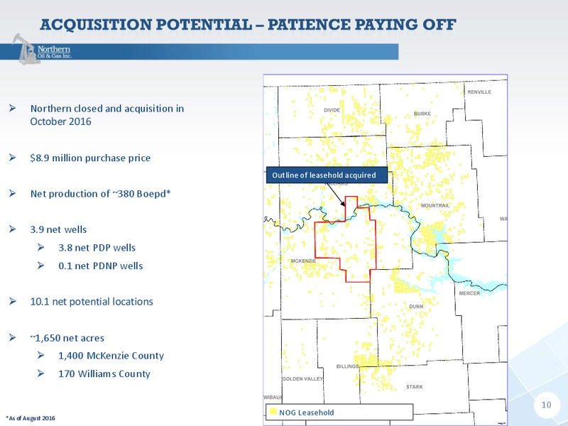 Q3 2016 Results – Northern Oil and Gas, Inc. – slide 9