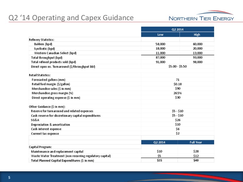 Q1 2014 CONFERENCE CALL – Northern Tier Energy Lp – slide 5