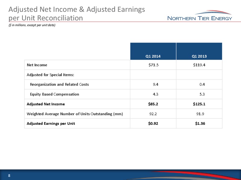 Q1 2014 CONFERENCE CALL – Northern Tier Energy Lp – slide 8