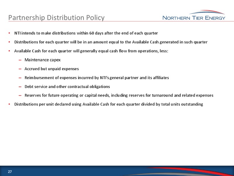 CITIBANK 2014 ICG MARKETS EQUITIES GLOBAL ENERGY AND UTILITIES CONFERENCE – Northern Tier Energy Lp – slide 26