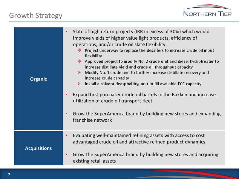 TUDOR PICKERING HOLT & CO 2015 HOTTER N HELL ENERGY CONFERENCE – Northern Tier Energy Lp – slide 6
