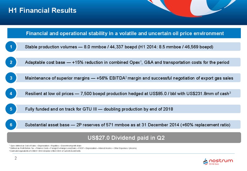 August 2015 Investor Presentation – Nostrum Oil and Gas Plc – slide 2