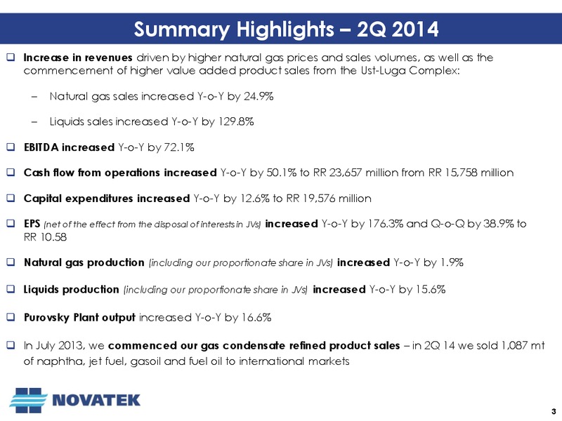 Q2 2014 Earnings Call – Novatek – slide 2