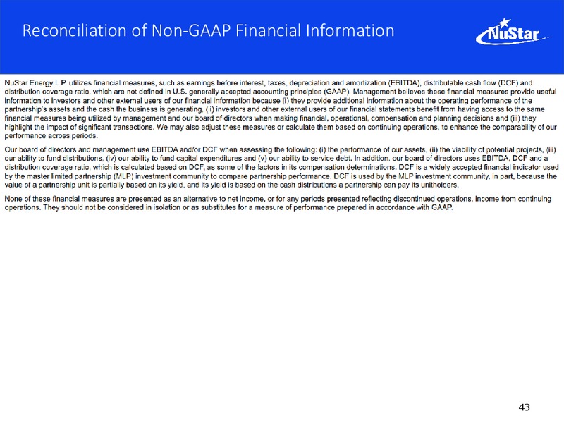 Barclays Midstream and Infrastructure Corporate Access Days – Nustar Energy L.P. – slide 42
