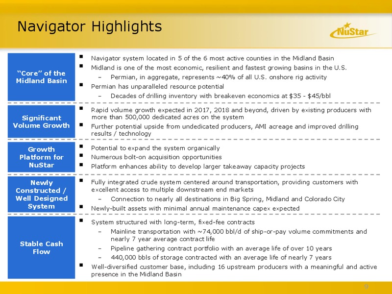 Acquisition of Navigation Energy Services – Nustar Energy L.P. – slide 8