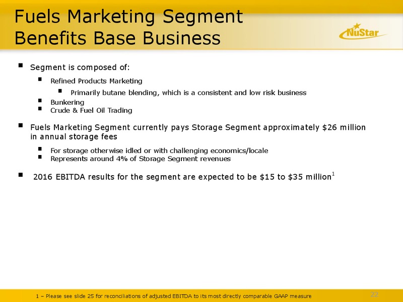 June 2016 MLPA Conference Presentation – Nustar Energy L.P. – slide 21