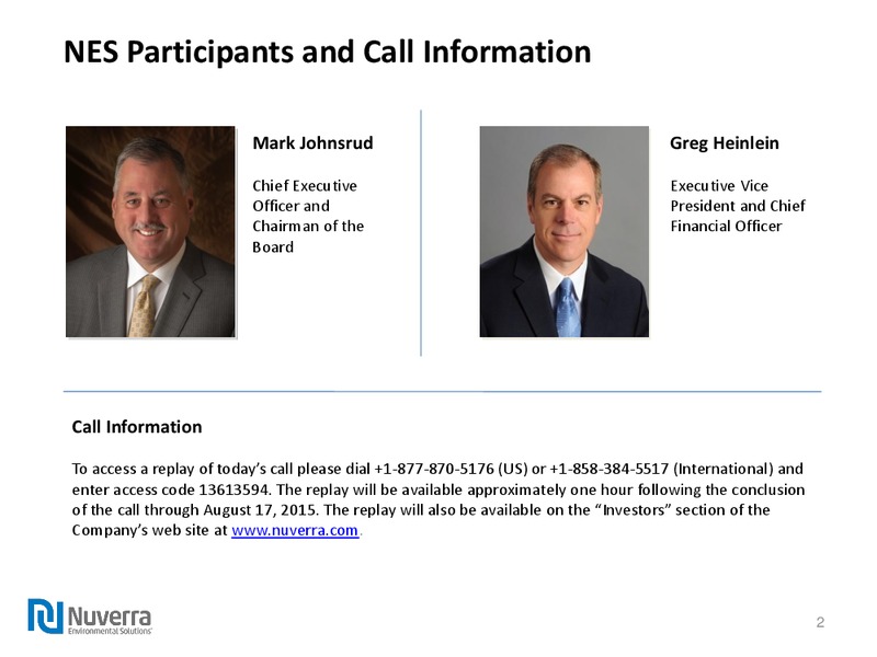 Q2 2015 Earnings Call – Nuverra Environmental Solutions – slide 2