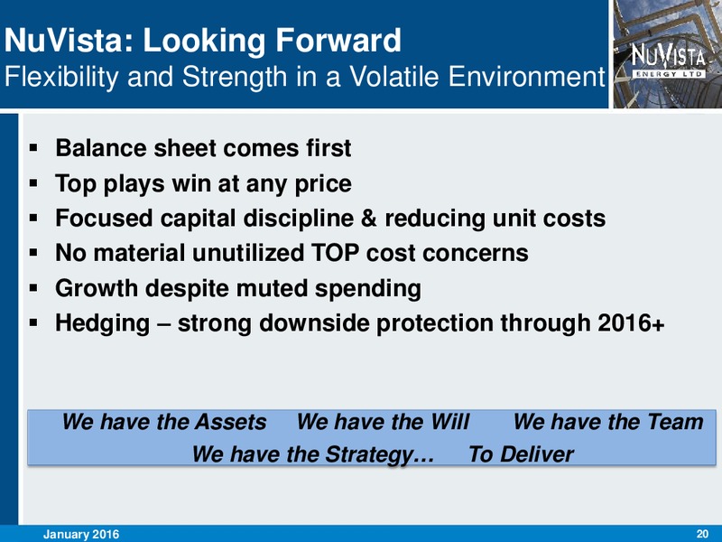 January 2016 Corporate Presentation – Nuvista Energy Ltd. – slide 20