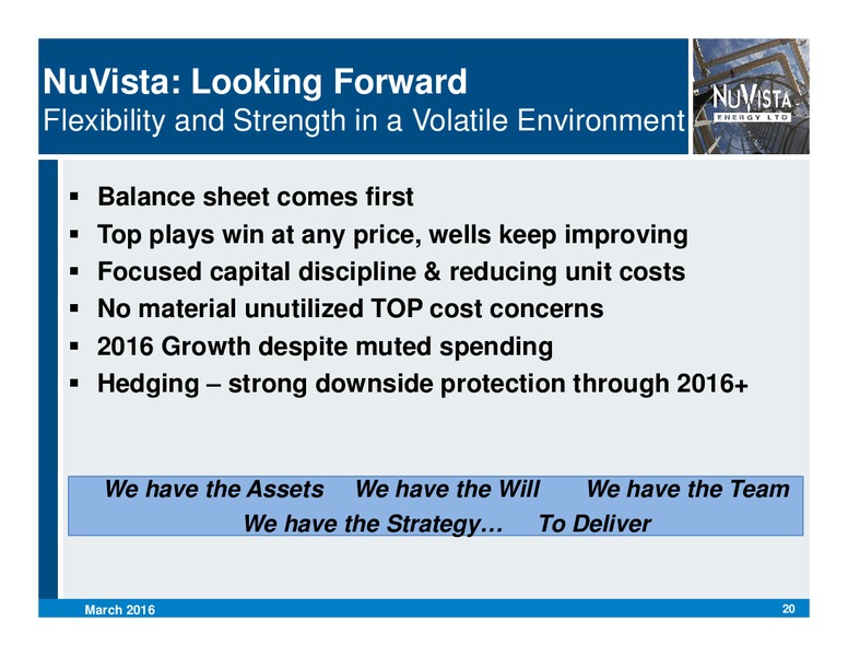 March 2016 Corporate Presentation – Nuvista Energy Ltd. – slide 20