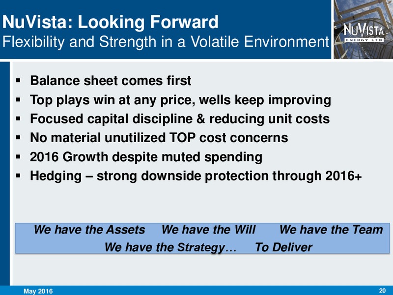 May 2016 Corporate Presentation – Nuvista Energy Ltd. – slide 20