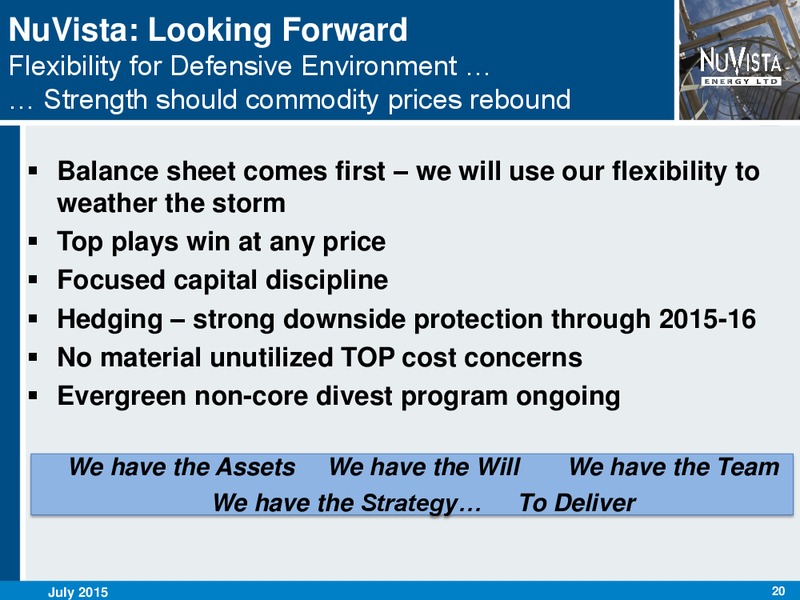 JULY 2015 CORPORATE PRESENTATION – Nuvista Energy Ltd. – slide 19