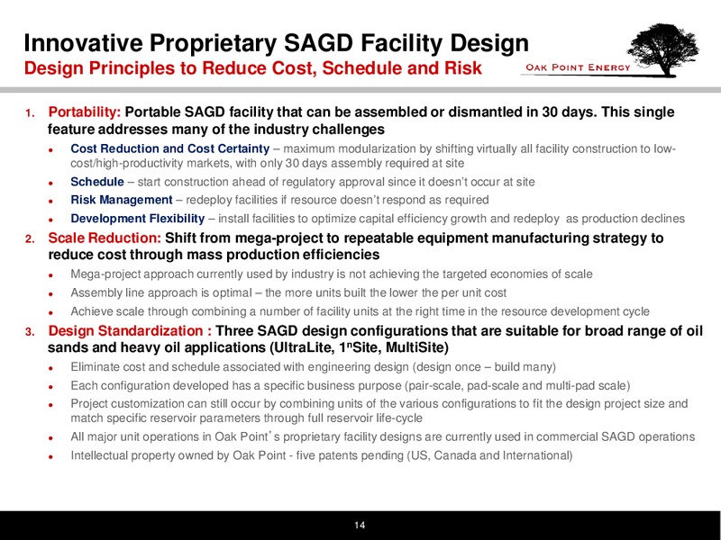 CALIFORNIA WATER MANAGEMENT 2014 CONGRESS – Oak Point Energy Ltd – slide 15