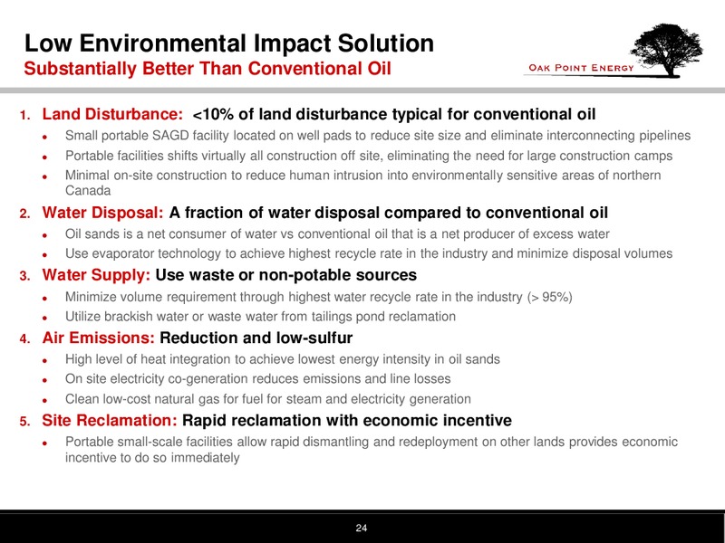 INVESTOR PRESENTATION – Oak Point Energy Ltd – slide 25